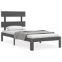 Estructura de cama con cabecero madera maciza gris 90x200 cm de vidaXL, Camas y somieres - Ref: Foro24-3193518, Precio: 104,7...