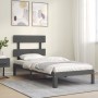 Estructura de cama con cabecero madera maciza gris 90x200 cm de vidaXL, Camas y somieres - Ref: Foro24-3193518, Precio: 104,7...