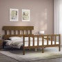 Honey brown wooden bed frame with headboard 160x200 cm by vidaXL, Beds and slatted bases - Ref: Foro24-3193349, Price: 163,74...