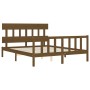 Honey brown wooden bed frame with headboard 160x200 cm by vidaXL, Beds and slatted bases - Ref: Foro24-3193349, Price: 163,74...