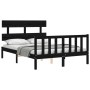 Bed frame with black solid wood headboard 140x190 cm by vidaXL, Beds and slatted bases - Ref: Foro24-3193255, Price: 163,93 €...