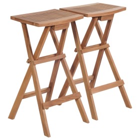 Folding kitchen stools 2 units solid teak wood by vidaXL, Garden chairs - Ref: Foro24-44727, Price: 167,99 €, Discount: %