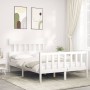 White solid wood bed frame with headboard 120x200 cm by vidaXL, Beds and slatted bases - Ref: Foro24-3193332, Price: 130,49 €...