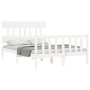 White solid wood bed frame with headboard 120x200 cm by vidaXL, Beds and slatted bases - Ref: Foro24-3193332, Price: 130,49 €...