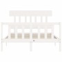 White solid wood bed frame with headboard 120x200 cm by vidaXL, Beds and slatted bases - Ref: Foro24-3193332, Price: 130,49 €...