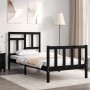 Bed frame with black solid wood headboard 100x200 cm by vidaXL, Beds and slatted bases - Ref: Foro24-3193135, Price: 148,99 €...