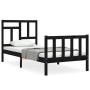 Bed frame with black solid wood headboard 100x200 cm by vidaXL, Beds and slatted bases - Ref: Foro24-3193135, Price: 148,99 €...