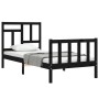 Bed frame with black solid wood headboard 100x200 cm by vidaXL, Beds and slatted bases - Ref: Foro24-3193135, Price: 148,99 €...