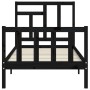 Bed frame with black solid wood headboard 100x200 cm by vidaXL, Beds and slatted bases - Ref: Foro24-3193135, Price: 148,99 €...