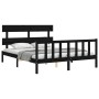 Double bed frame with black solid wood headboard by vidaXL, Beds and slatted bases - Ref: Foro24-3193280, Price: 170,94 €, Di...