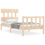 Bed frame with solid wood headboard 90x200 cm by vidaXL, Beds and slatted bases - Ref: Foro24-3193321, Price: 91,32 €, Discou...