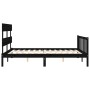 Double bed frame with black solid wood headboard by vidaXL, Beds and slatted bases - Ref: Foro24-3193280, Price: 170,94 €, Di...