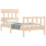 Bed frame with solid wood headboard 90x200 cm by vidaXL, Beds and slatted bases - Ref: Foro24-3193321, Price: 91,32 €, Discou...