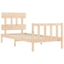 Bed frame with solid wood headboard 90x200 cm by vidaXL, Beds and slatted bases - Ref: Foro24-3193321, Price: 91,32 €, Discou...