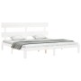 Estructura cama de matrimonio con cabecero madera maciza blanco de vidaXL, Camas y somieres - Ref: Foro24-3193547, Precio: 15...