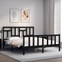 Estructura de cama con cabecero madera maciza negro 160x200 cm de vidaXL, Camas y somieres - Ref: Foro24-3193155, Precio: 181...