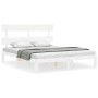 Double bed frame with white solid wood headboard by vidaXL, Beds and slatted bases - Ref: Foro24-3193537, Price: 136,28 €, Di...