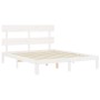 Double bed frame with white solid wood headboard by vidaXL, Beds and slatted bases - Ref: Foro24-3193537, Price: 136,28 €, Di...