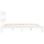 Double bed frame with white solid wood headboard by vidaXL, Beds and slatted bases - Ref: Foro24-3193537, Price: 136,28 €, Di...