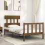 Estructura de cama con cabecero madera maciza marrón miel de vidaXL, Camas y somieres - Ref: Foro24-3193304, Precio: 135,63 €...