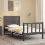 Estructura de cama con cabecero madera maciza gris 90x200 cm de vidaXL, Camas y somieres - Ref: Foro24-3193193, Precio: 123,9...