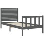 Estructura de cama con cabecero madera maciza gris 90x200 cm de vidaXL, Camas y somieres - Ref: Foro24-3193193, Precio: 123,9...