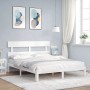 White solid wood bed frame with headboard 160x200 cm by vidaXL, Beds and slatted bases - Ref: Foro24-3193542, Price: 143,35 €...