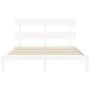 White solid wood bed frame with headboard 160x200 cm by vidaXL, Beds and slatted bases - Ref: Foro24-3193542, Price: 143,35 €...