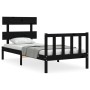 Estructura de cama individual con cabecero madera maciza negro de vidaXL, Camas y somieres - Ref: Foro24-3193235, Precio: 125...