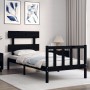 Single bed frame with black solid wood headboard by vidaXL, Beds and slatted bases - Ref: Foro24-3193235, Price: 122,95 €, Di...