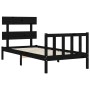 Estructura de cama individual con cabecero madera maciza negro de vidaXL, Camas y somieres - Ref: Foro24-3193235, Precio: 125...