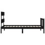 Estructura de cama individual con cabecero madera maciza negro de vidaXL, Camas y somieres - Ref: Foro24-3193235, Precio: 125...