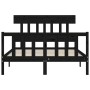 Double bed frame with black solid wood headboard by vidaXL, Beds and slatted bases - Ref: Foro24-3193315, Price: 166,29 €, Di...