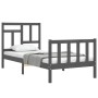 Estructura de cama con cabecero madera maciza gris de vidaXL, Camas y somieres - Ref: Foro24-3193108, Precio: 96,41 €, Descue...