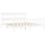 Estructura cama de matrimonio con cabecero madera maciza blanco de vidaXL, Camas y somieres - Ref: Foro24-3193287, Precio: 15...