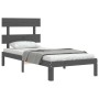 Estructura de cama con cabecero madera maciza gris 100x200cm de vidaXL, Camas y somieres - Ref: Foro24-3193523, Precio: 100,6...