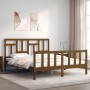 Double bed frame with honey brown wooden headboard by vidaXL, Beds and slatted bases - Ref: Foro24-3193149, Price: 151,71 €, ...