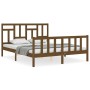 Double bed frame with honey brown wooden headboard by vidaXL, Beds and slatted bases - Ref: Foro24-3193149, Price: 151,71 €, ...