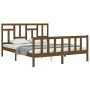 Double bed frame with honey brown wooden headboard by vidaXL, Beds and slatted bases - Ref: Foro24-3193149, Price: 151,71 €, ...