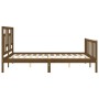 Double bed frame with honey brown wooden headboard by vidaXL, Beds and slatted bases - Ref: Foro24-3193149, Price: 151,71 €, ...