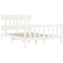 Double bed frame with white solid wood headboard by vidaXL, Beds and slatted bases - Ref: Foro24-3193307, Price: 137,23 €, Di...