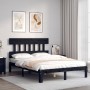 Double bed frame with black solid wood headboard by vidaXL, Beds and slatted bases - Ref: Foro24-3193570, Price: 145,99 €, Di...