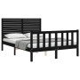 Estructura cama de matrimonio con cabecero madera maciza negra de vidaXL, Camas y somieres - Ref: Foro24-3193180, Precio: 177...