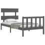 Estructura de cama con cabecero madera maciza gris 100x200 cm de vidaXL, Camas y somieres - Ref: Foro24-3193263, Precio: 108,...