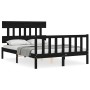 Estructura de cama con cabecero madera maciza negro 120x200 cm de vidaXL, Camas y somieres - Ref: Foro24-3193335, Precio: 167...