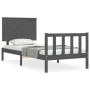 Estructura de cama con cabecero madera maciza gris de vidaXL, Camas y somieres - Ref: Foro24-3193368, Precio: 102,86 €, Descu...