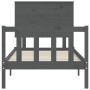 Estructura de cama con cabecero madera maciza gris de vidaXL, Camas y somieres - Ref: Foro24-3193368, Precio: 102,86 €, Descu...