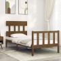 Honey brown solid wood bed frame with headboard by vidaXL, Beds and slatted bases - Ref: Foro24-3193299, Price: 100,44 €, Dis...