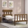 Honey brown solid wood bed frame with headboard by vidaXL, Beds and slatted bases - Ref: Foro24-3193299, Price: 100,44 €, Dis...