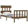 Estructura de cama con cabecero madera maciza marrón miel de vidaXL, Camas y somieres - Ref: Foro24-3193299, Precio: 100,44 €...